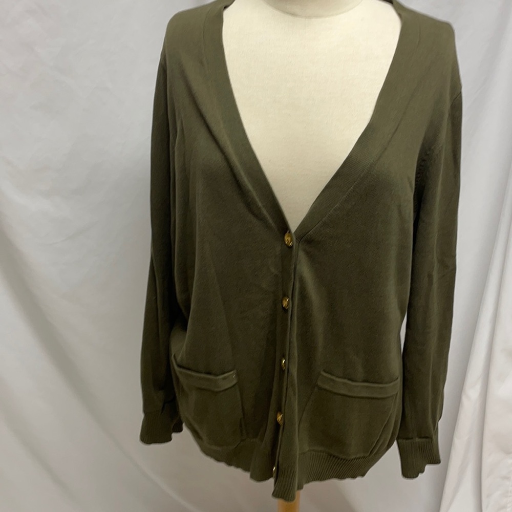Lauren Ralph Lauren Olive Green Khaki Sweater 1x Gem